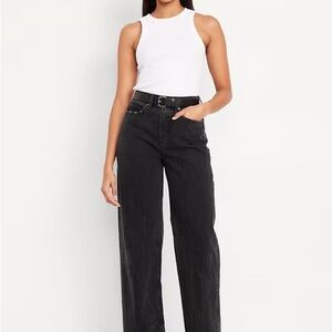 Old Navy Curvy Extra High Waisted Wide Leg Black Jean